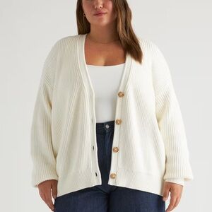 NWOT Quince Organic Cotton Oversized Boyfriend Sweater - Ivory size Medium